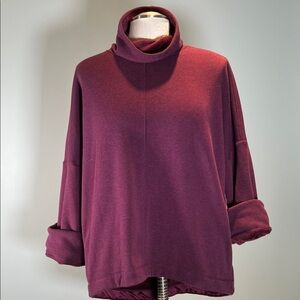 ATHLETA Cozy Karma Funnel Neck Sweatshirt Spiced Cabernet Heather L